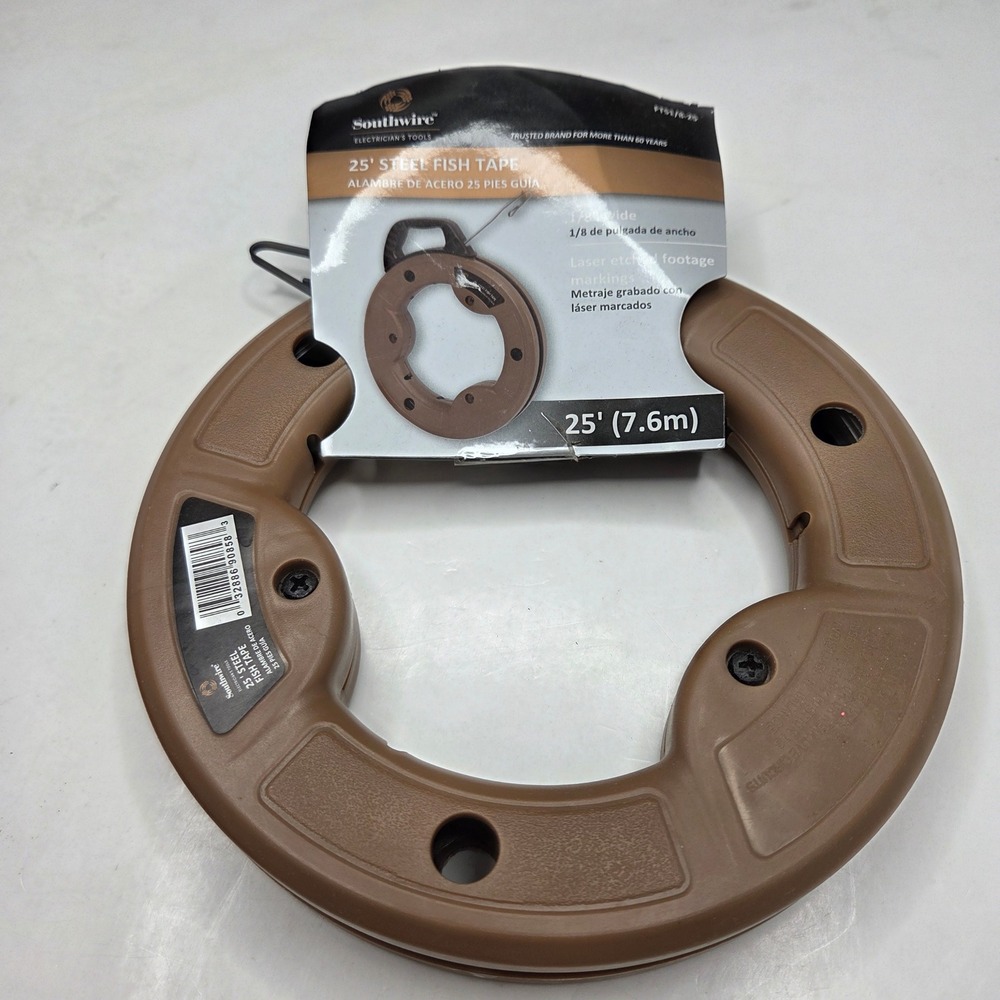 Southwire Steel Fish Tape 25' 1/8" FTS1/8-25 Brown Wire Puller Tool NEW